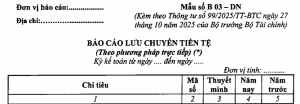 báo cáo lưu chuyển tiền tệ tt99 đại diện